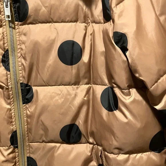 Who What Wear Gold and Black Polka Dot Puffer Jacket Size L - Picture 8 of 8